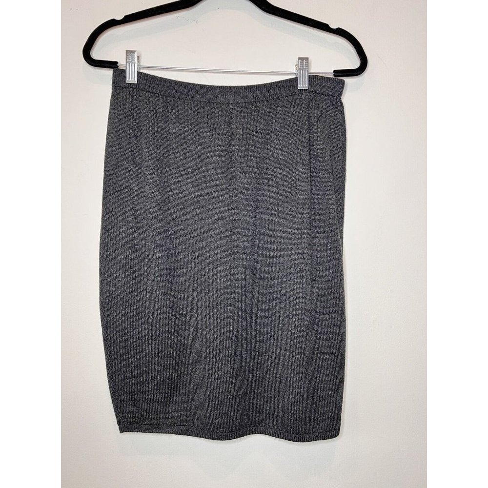 St John Sportswear Knit Gray Crop Blazer Jacket Suit Skirt Set Classic M/6 EUC - Picture 7 of 16